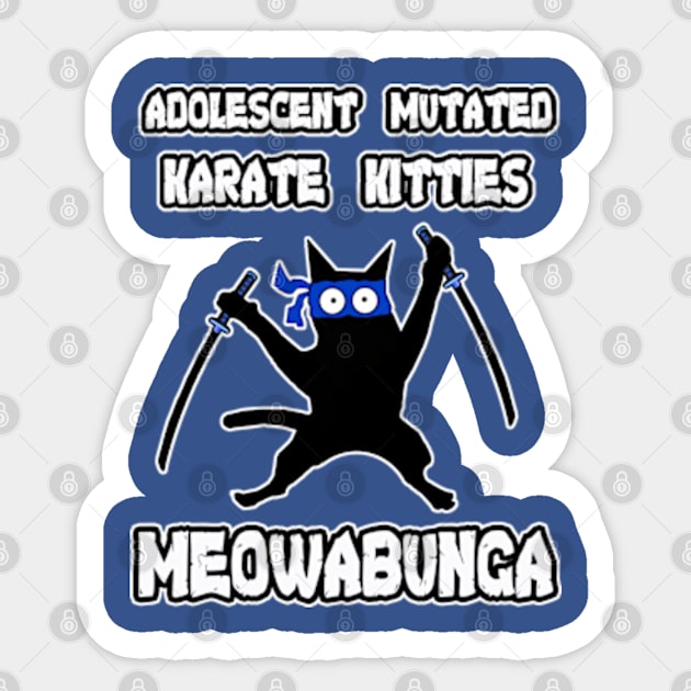 Adolescent Mutated Karate Kitties Blue Sticker by Gamers Gear